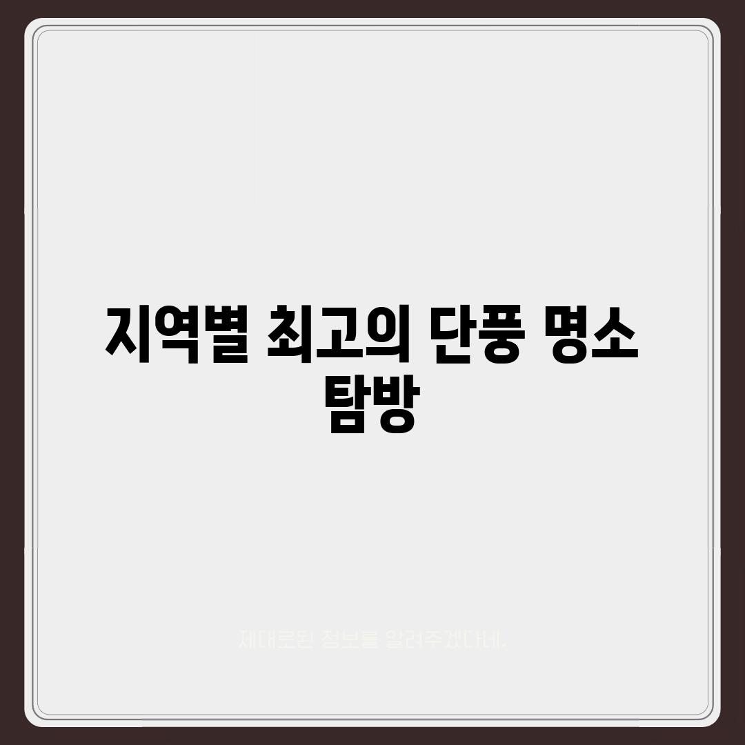 지역별 최고의 단풍 명소 탐방