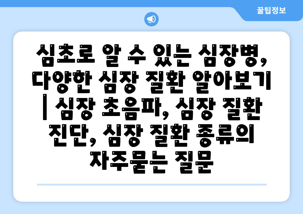 심초로 알 수 있는 심장병, 다양한 심장 질환 알아보기 | 심장 초음파, 심장 질환 진단, 심장 질환 종류