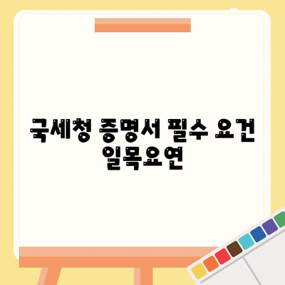 국세청 증명서 필수 요건 일목요연