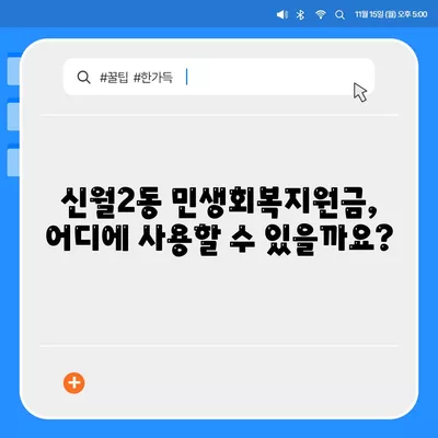 서울시 양천구 신월2동 민생회복지원금 | 신청 | 신청방법 | 대상 | 지급일 | 사용처 | 전국민 | 이재명 | 2024