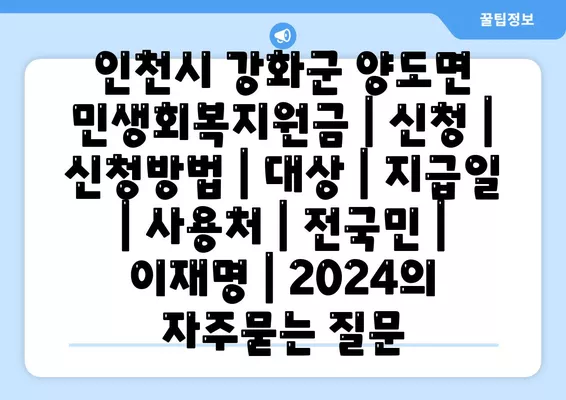 인천시 강화군 양도면 민생회복지원금 | 신청 | 신청방법 | 대상 | 지급일 | 사용처 | 전국민 | 이재명 | 2024