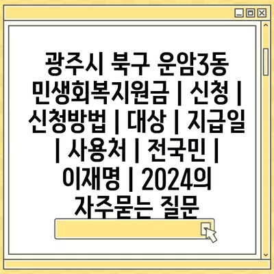 광주시 북구 운암3동 민생회복지원금 | 신청 | 신청방법 | 대상 | 지급일 | 사용처 | 전국민 | 이재명 | 2024