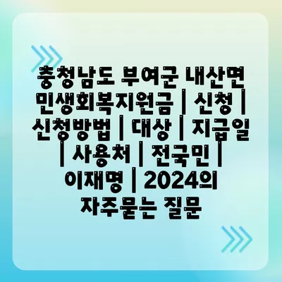 충청남도 부여군 내산면 민생회복지원금 | 신청 | 신청방법 | 대상 | 지급일 | 사용처 | 전국민 | 이재명 | 2024