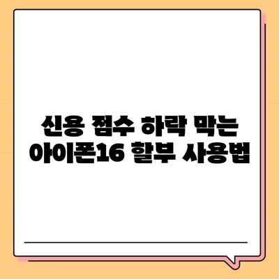 아이폰16 할부 신용 점수 영향 | 주의 사항