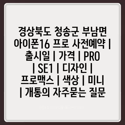 경상북도 청송군 부남면 아이폰16 프로 사전예약 | 출시일 | 가격 | PRO | SE1 | 디자인 | 프로맥스 | 색상 | 미니 | 개통