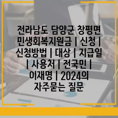 전라남도 담양군 창평면 민생회복지원금 | 신청 | 신청방법 | 대상 | 지급일 | 사용처 | 전국민 | 이재명 | 2024