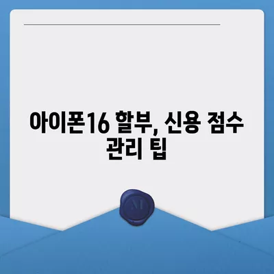 아이폰16 할부 신용 점수 영향 | 주의 사항