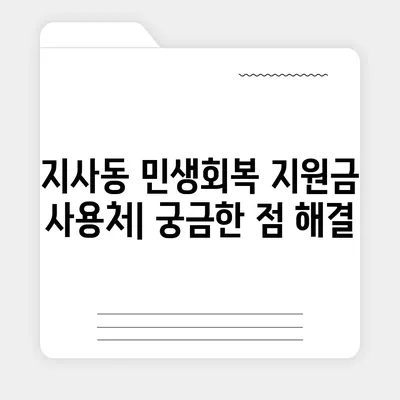 부산시 강서구 지사동 민생회복지원금 | 신청 | 신청방법 | 대상 | 지급일 | 사용처 | 전국민 | 이재명 | 2024