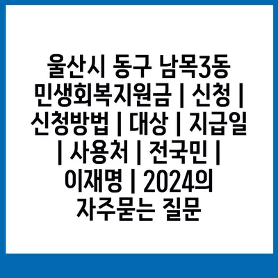 울산시 동구 남목3동 민생회복지원금 | 신청 | 신청방법 | 대상 | 지급일 | 사용처 | 전국민 | 이재명 | 2024