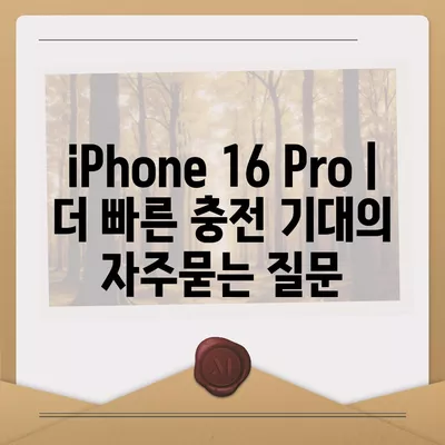 iPhone 16 Pro | 더 빠른 충전 기대