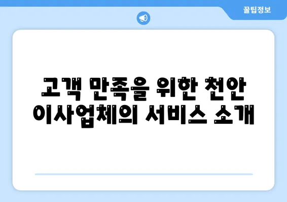 천안 지역 최고의 포장 이사업체