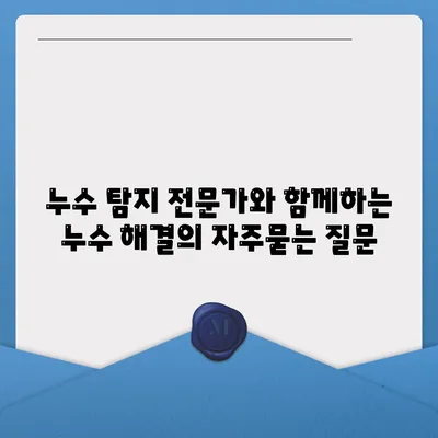 누수 탐지 전문가와 함께하는 누수 해결