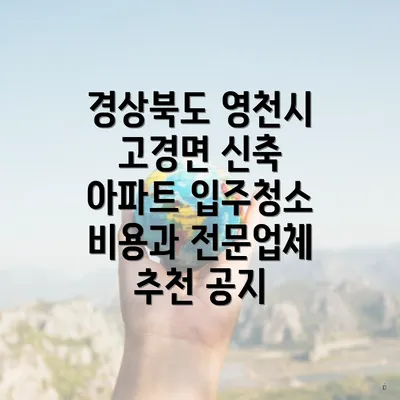 경상북도 영천시 고경면 신축 아파트 입주청소 비용과 전문업체 추천 공지