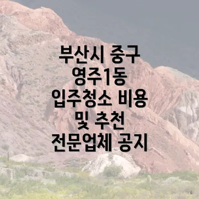 부산시 중구 영주1동 입주청소 비용 및 추천 전문업체 공지