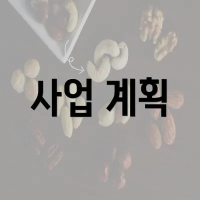 사업 계획