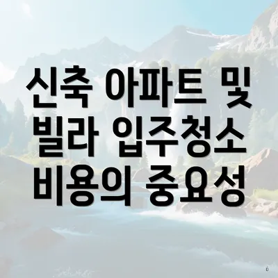 신축 아파트 및 빌라 입주청소 비용의 중요성