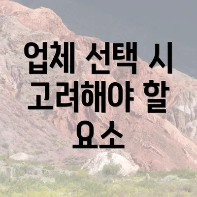 업체 선택 시 고려해야 할 요소