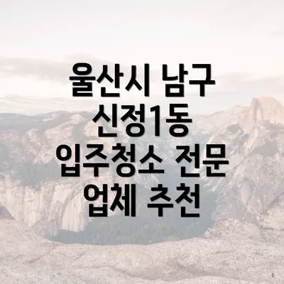 울산시 남구 신정1동 입주청소 비용과 추천 전문업체 공지