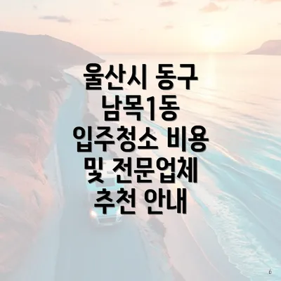 울산시 동구 남목1동 입주청소 비용 및 전문업체 추천 안내