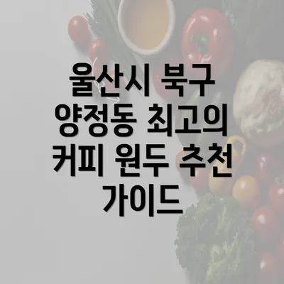 울산시 북구 양정동 최고의 커피 원두 추천 가이드