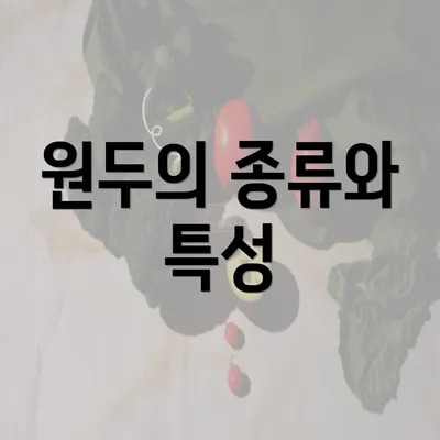 원두의 종류와 특성