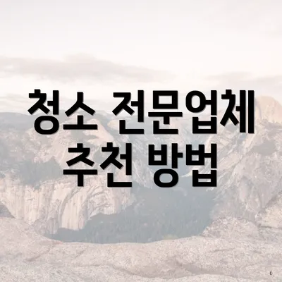 청소 전문업체 추천 방법