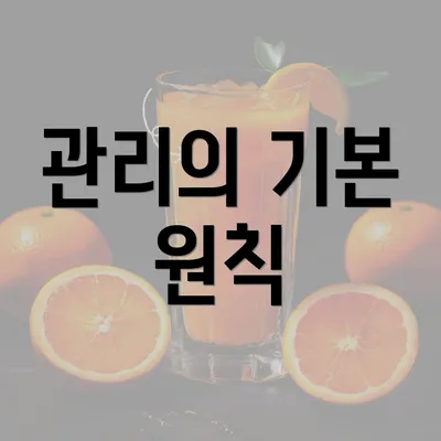 관리의 기본 원칙