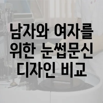 남자와 여자를 위한 눈썹문신 디자인 비교