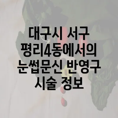 대구시 서구 평리4동에서의 눈썹문신 반영구 시술 정보