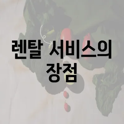 렌탈 서비스의 장점