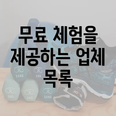 무료 체험을 제공하는 업체 목록