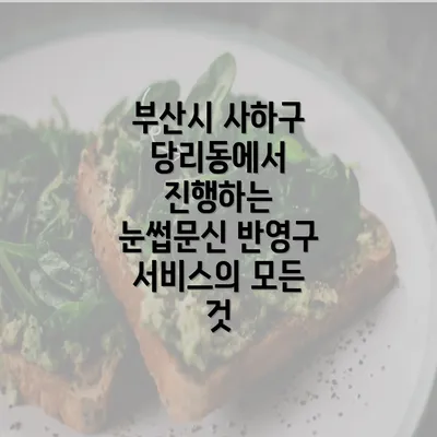 부산시 사하구 당리동에서 진행하는 눈썹문신 반영구 서비스의 모든 것