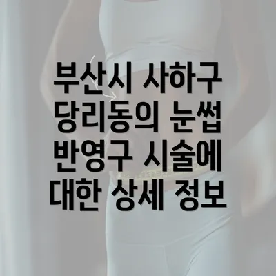 부산시 사하구 당리동의 눈썹 반영구 시술에 대한 상세 정보