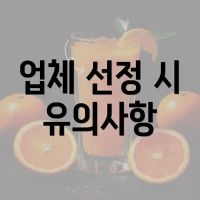 업체 선정 시 유의사항