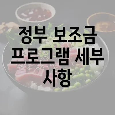 정부 보조금 프로그램 세부 사항