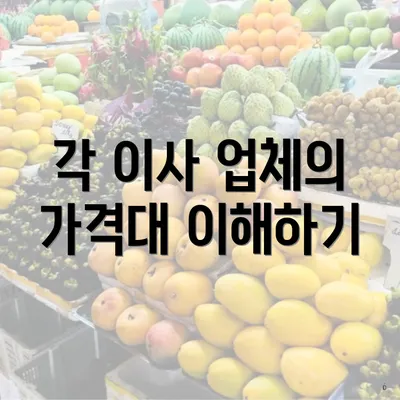 각 이사 업체의 가격대 이해하기