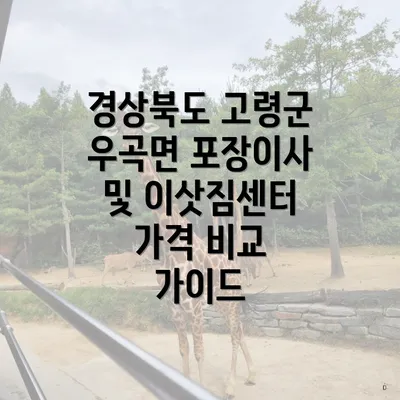 경상북도 고령군 우곡면 포장이사 및 이삿짐센터 가격 비교 가이드