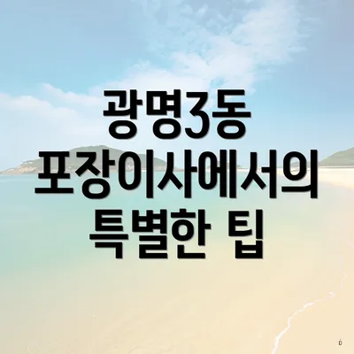 광명3동 포장이사에서의 특별한 팁