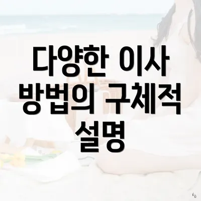 다양한 이사 방법의 구체적 설명