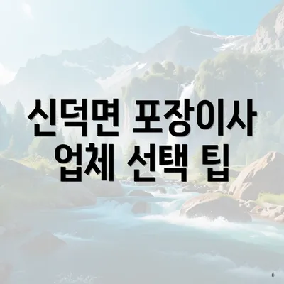 신덕면 포장이사 업체 선택 팁