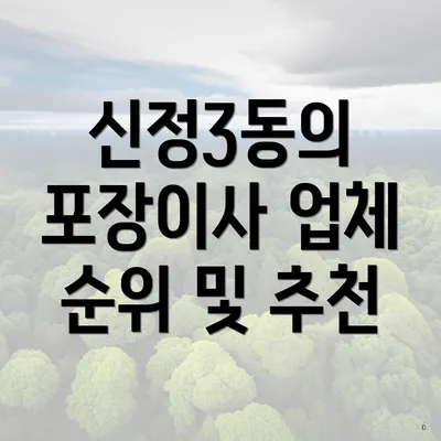 신정3동의 포장이사 업체 순위 및 추천