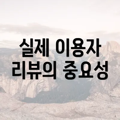 실제 이용자 리뷰의 중요성