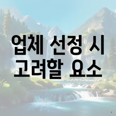 업체 선정 시 고려할 요소