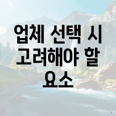 업체 선택 시 고려해야 할 요소