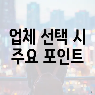 업체 선택 시 주요 포인트