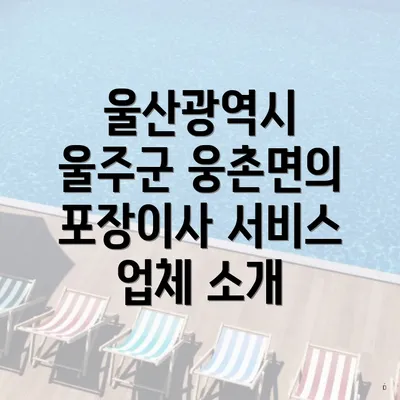 울산광역시 울주군 웅촌면의 포장이사 서비스 업체 소개