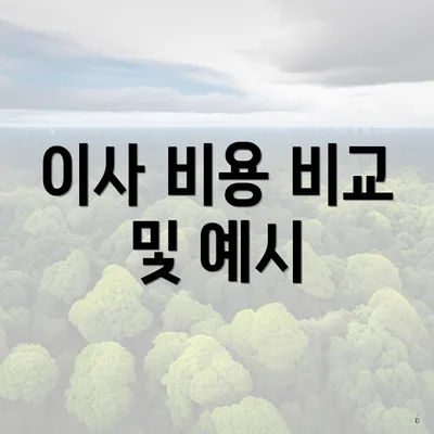 이사 비용 비교 및 예시