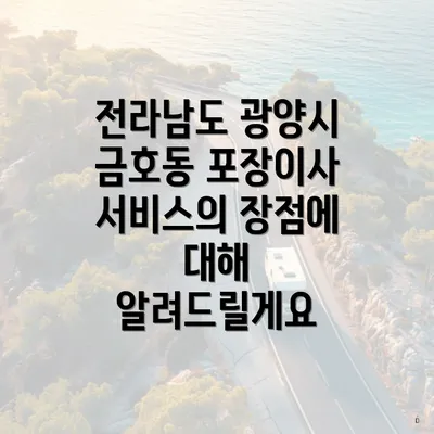 전라남도 광양시 금호동 포장이사 서비스의 장점에 대해 알려드릴게요