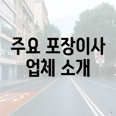 주요 포장이사 업체 소개