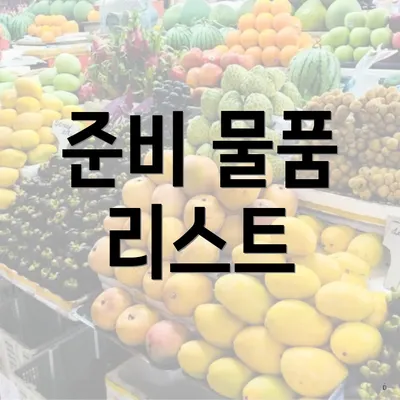 준비 물품 리스트